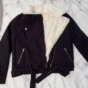 Lucky Brand Sherpa lined biker jacket.
